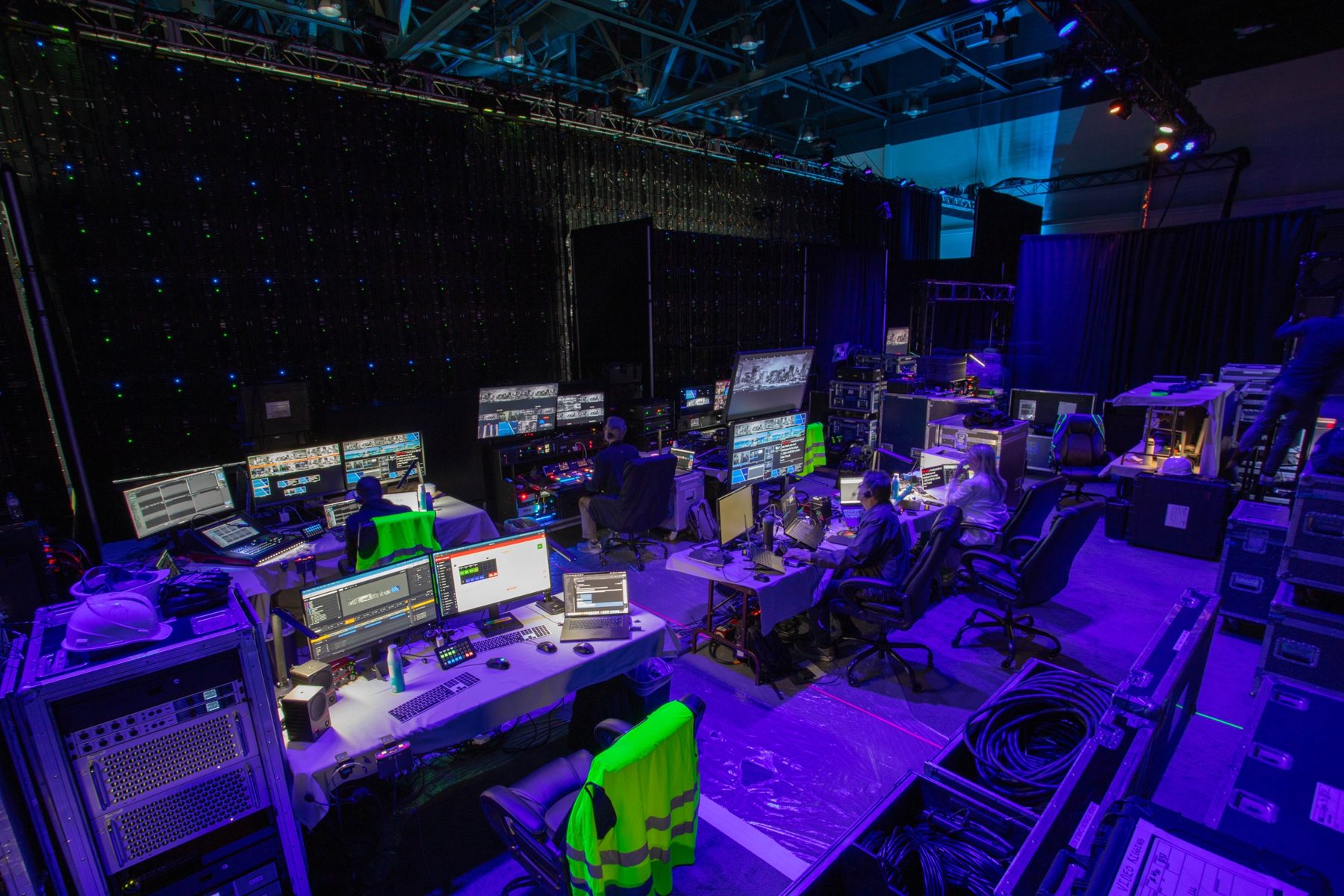 Backstage video village