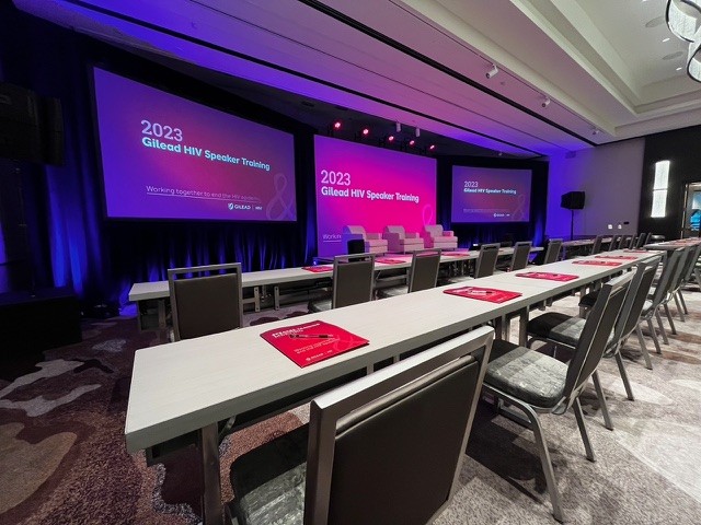Training room with three screens